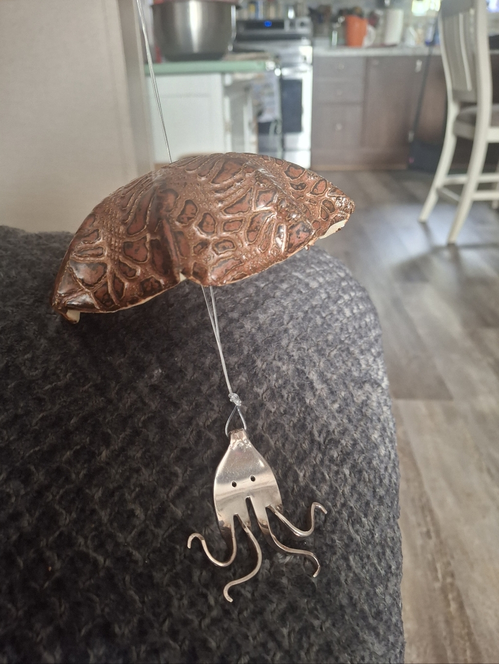Handcrafted Copper Sea Turtle and Silver Octopus Hanging Accent